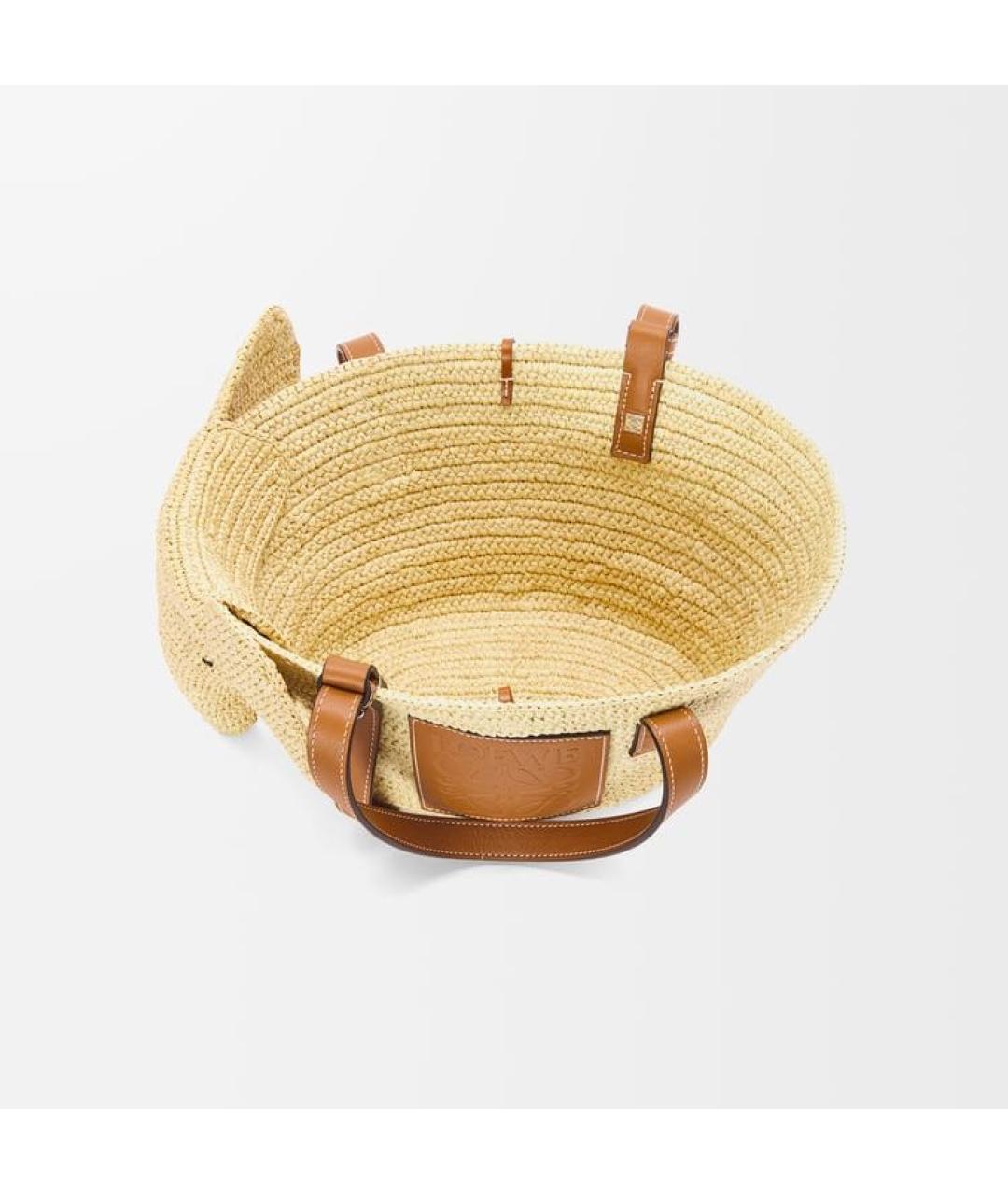 LOEWE Бежевая пелетеная пляжная сумка, фото 4