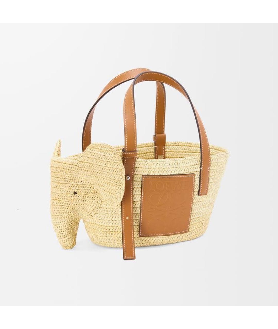 LOEWE Бежевая пелетеная пляжная сумка, фото 3