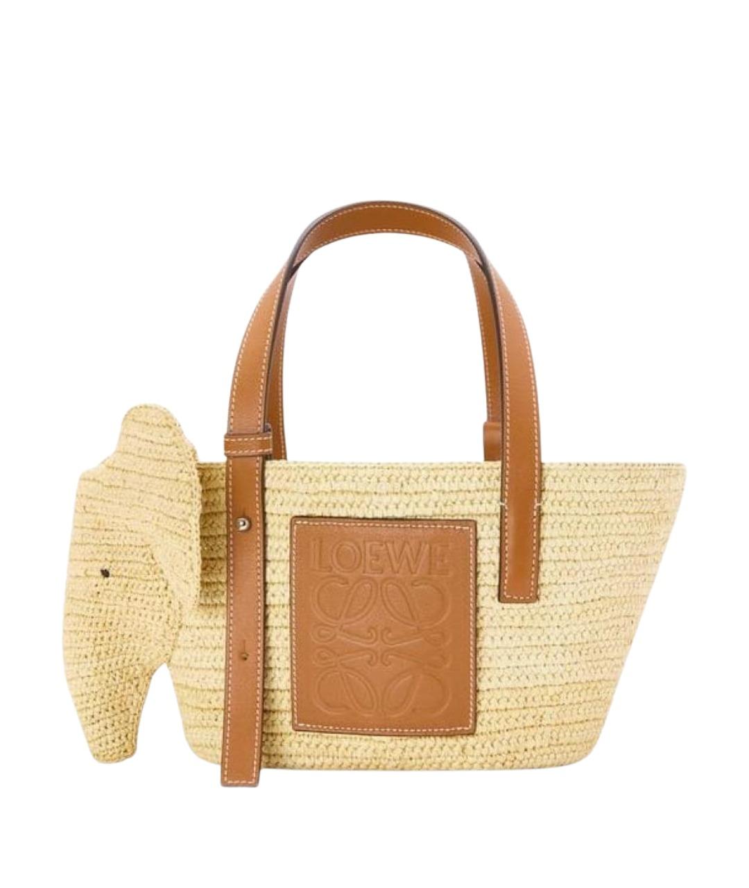 LOEWE Бежевая пелетеная пляжная сумка, фото 1