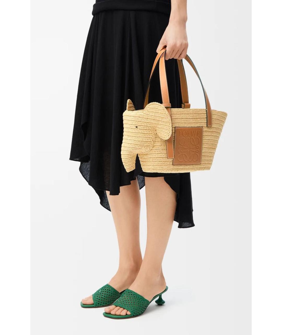 LOEWE Бежевая пелетеная пляжная сумка, фото 2