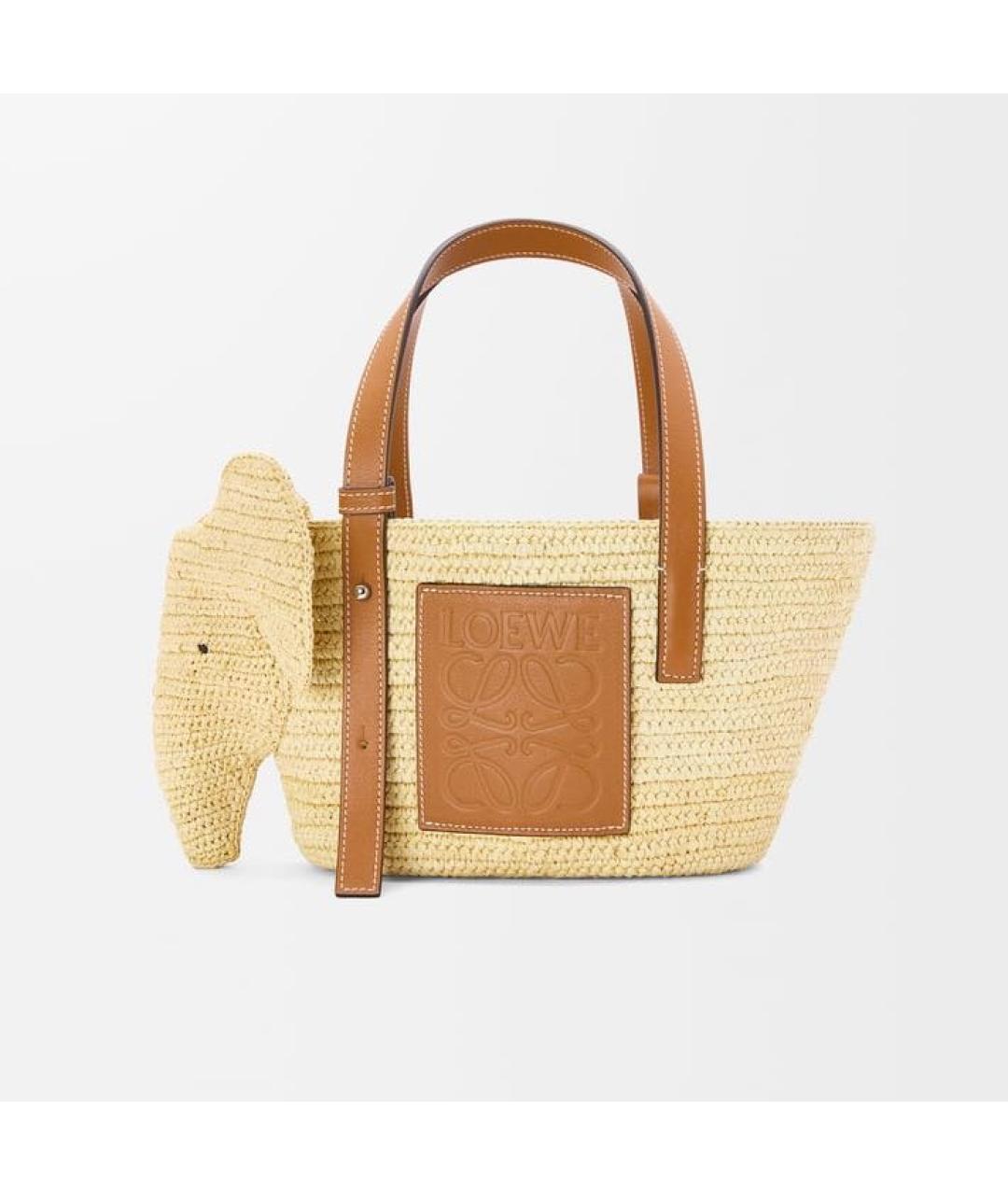 LOEWE Бежевая пелетеная пляжная сумка, фото 6