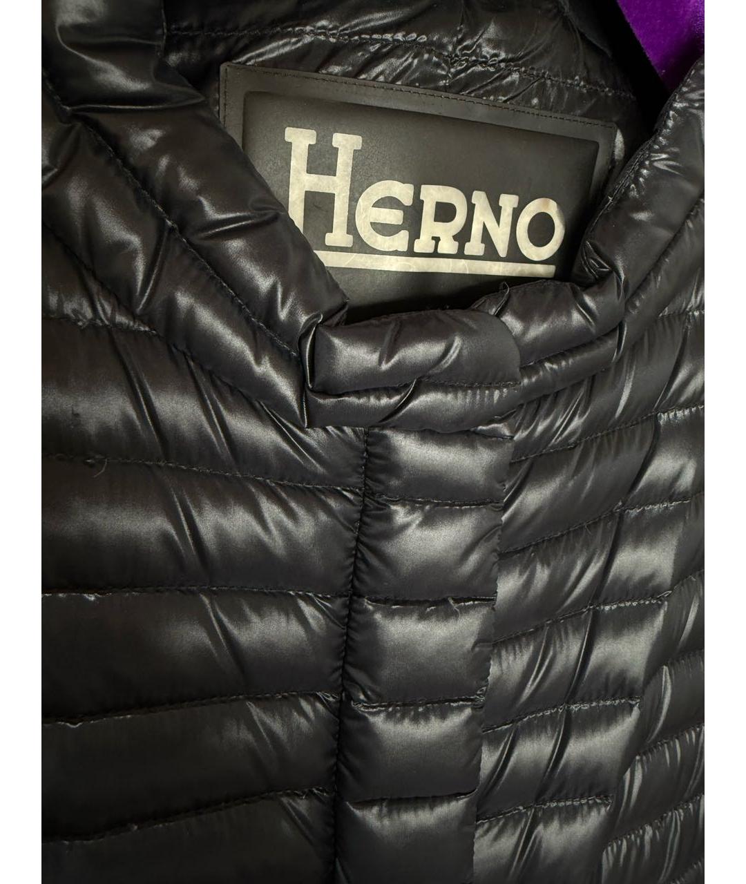 HERNO Черный полиэстеровый пуховик, фото 6