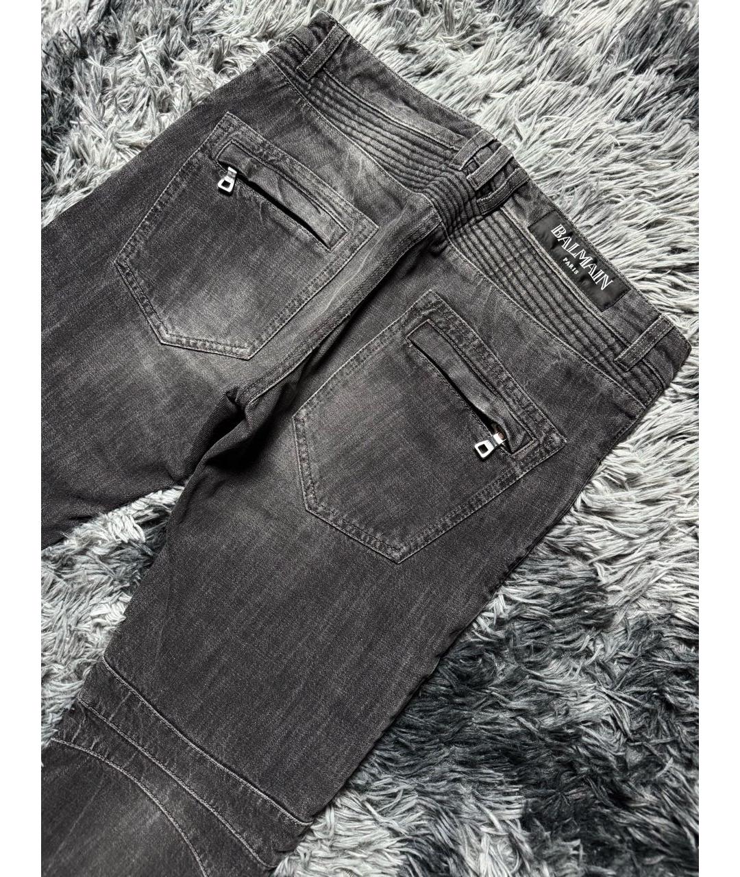 BALMAIN Антрацитовые хлопковые прямые джинсы, фото 4