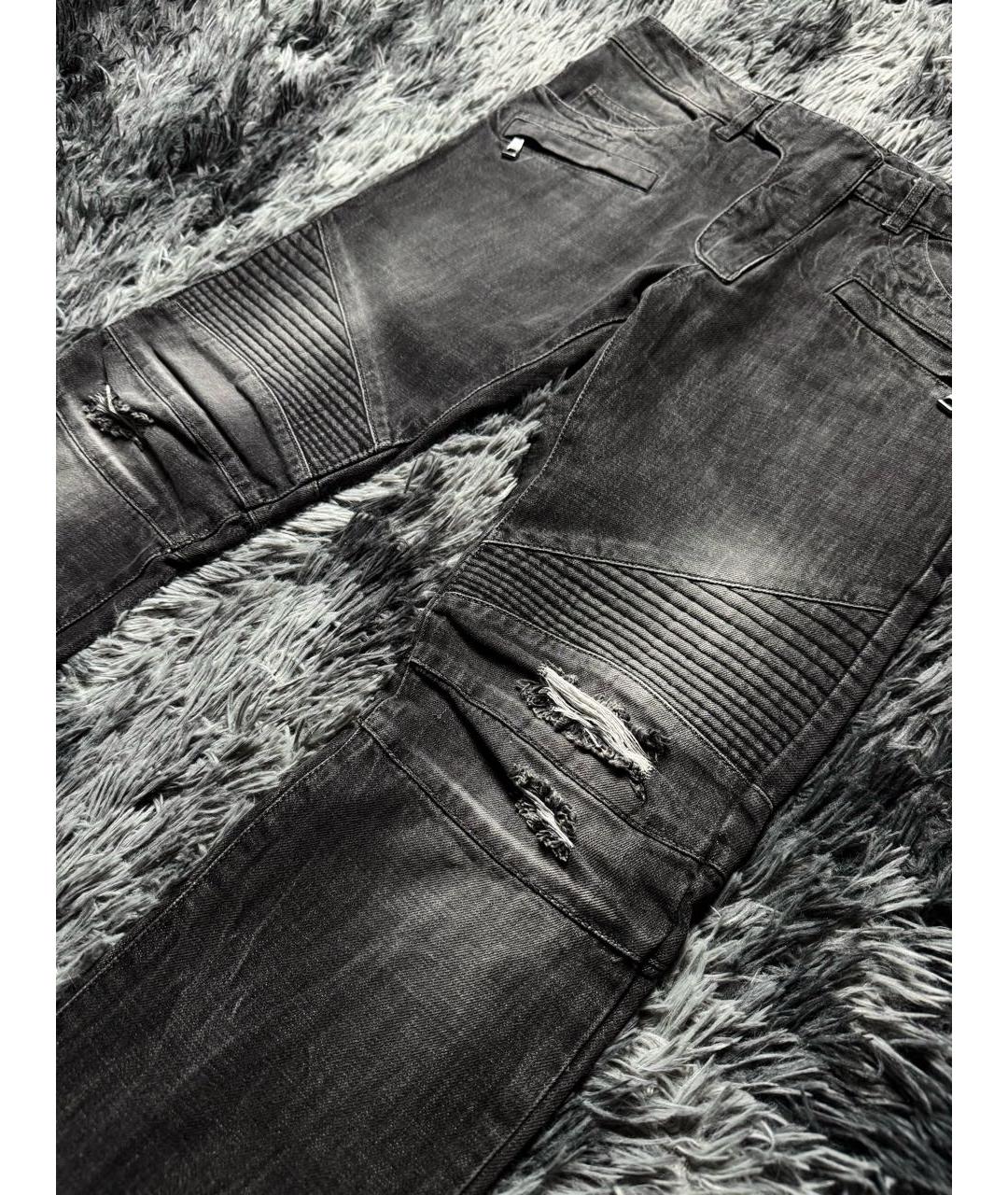 BALMAIN Антрацитовые хлопковые прямые джинсы, фото 5