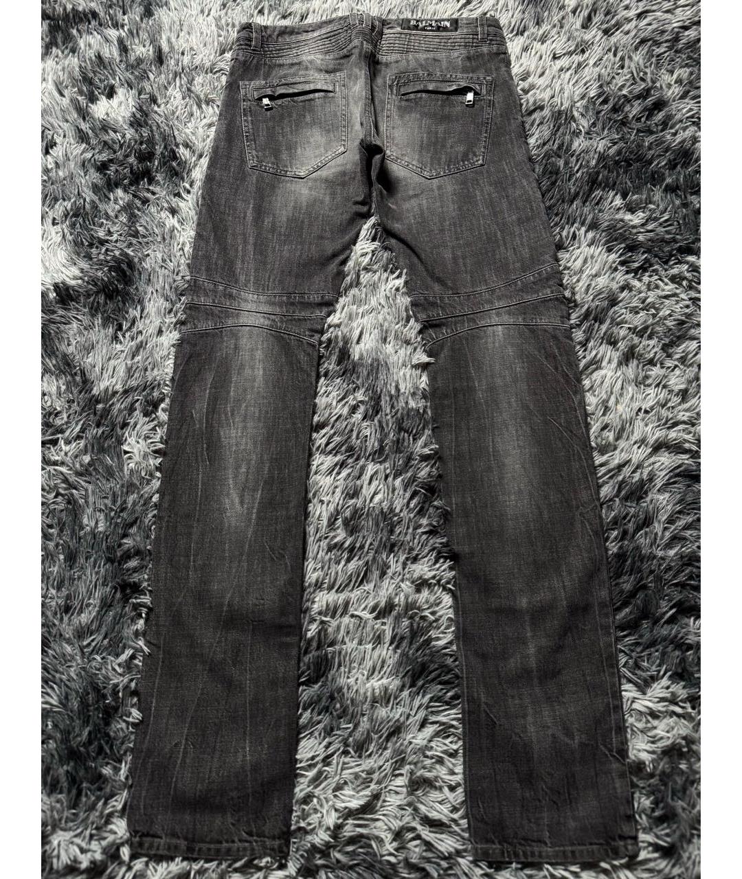 BALMAIN Антрацитовые хлопковые прямые джинсы, фото 2