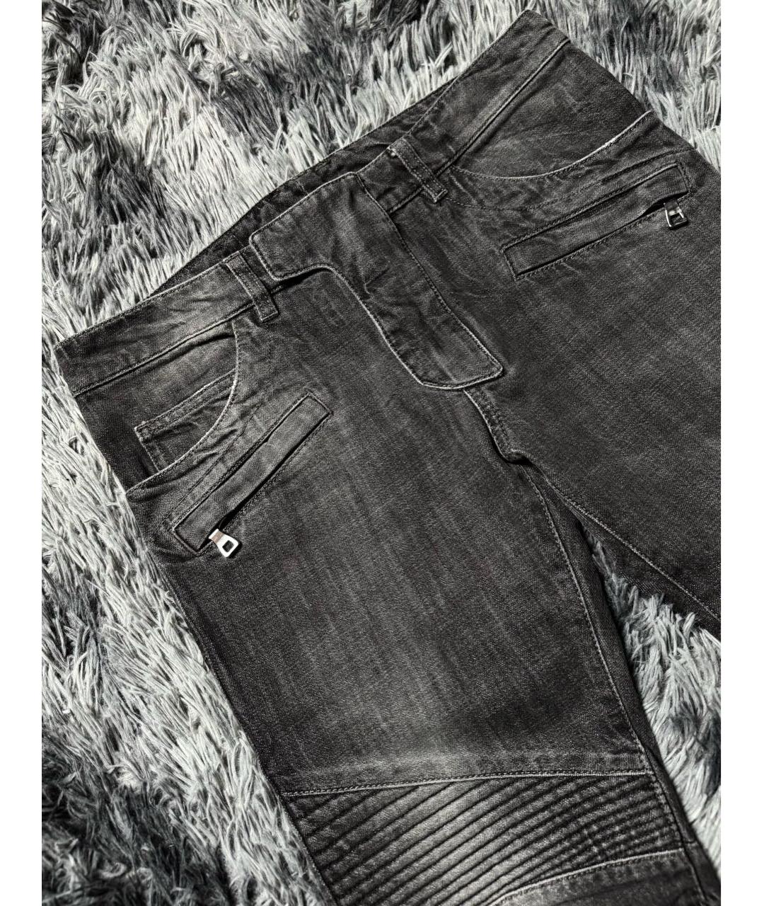 BALMAIN Антрацитовые хлопковые прямые джинсы, фото 3