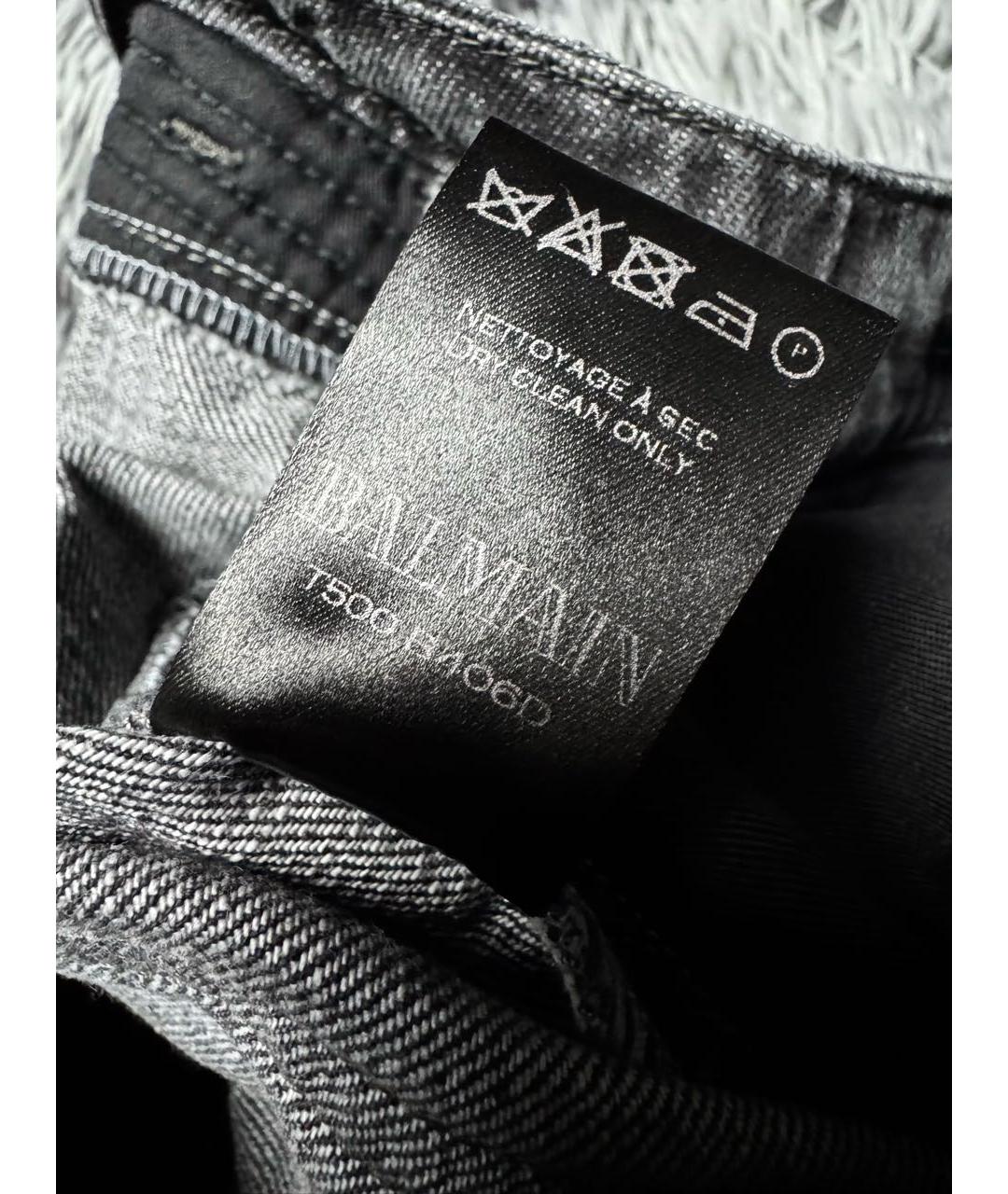 BALMAIN Антрацитовые хлопковые прямые джинсы, фото 6