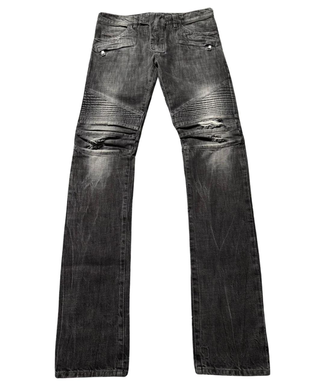 BALMAIN Антрацитовые хлопковые прямые джинсы, фото 1