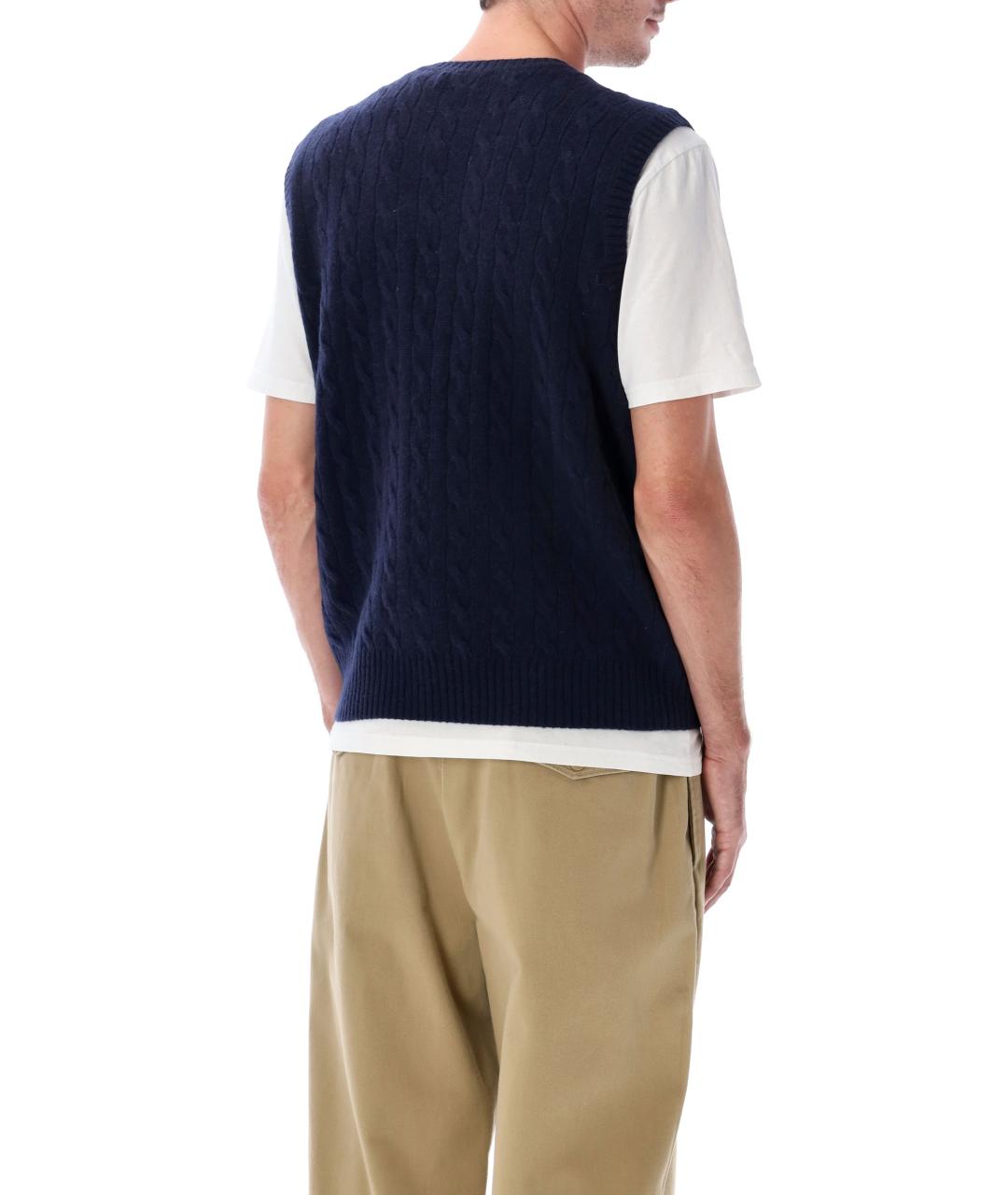 POLO RALPH LAUREN Темно-синяя шерстяная жилетка, фото 3