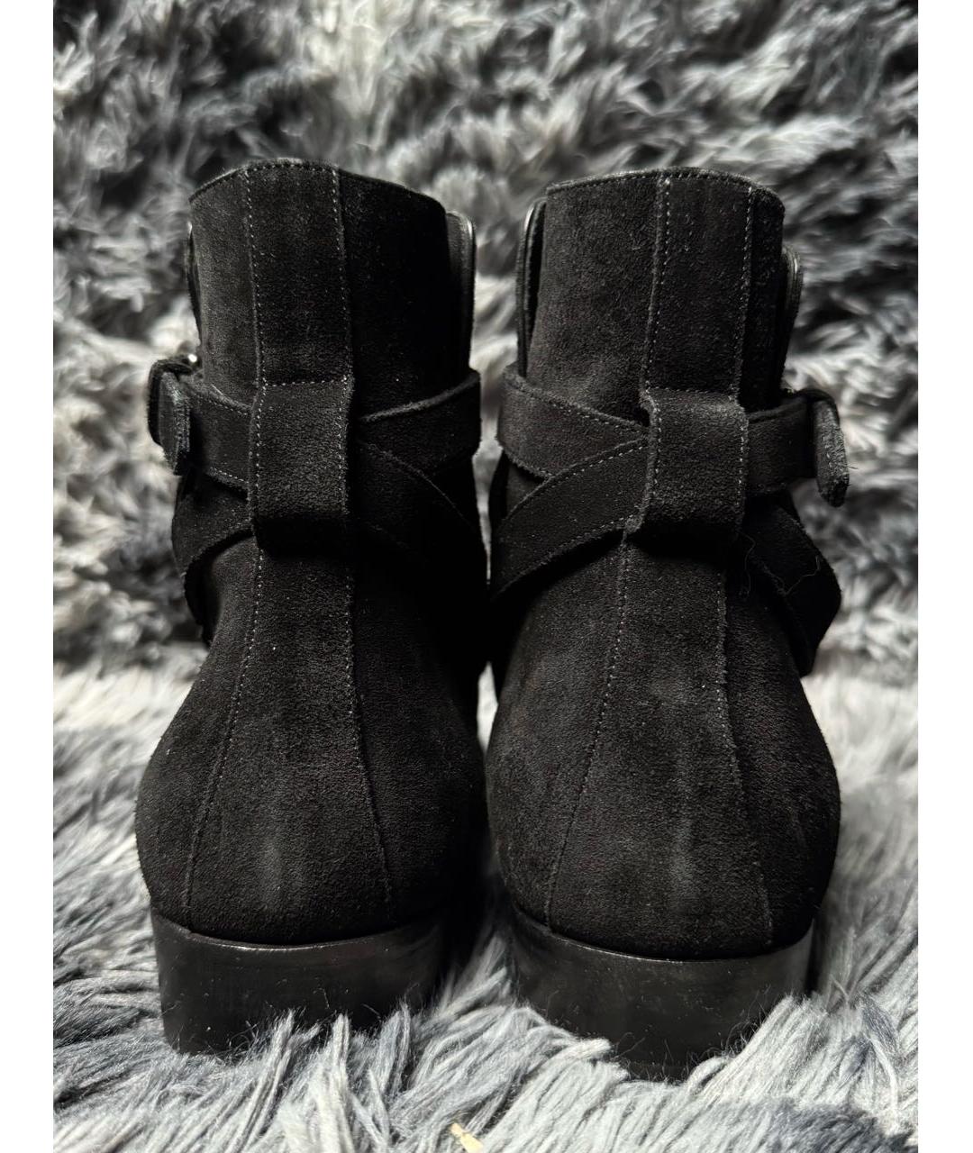 SAINT LAURENT Черные замшевые высокие ботинки, фото 4