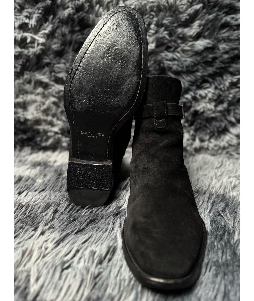 SAINT LAURENT Черные замшевые высокие ботинки, фото 3