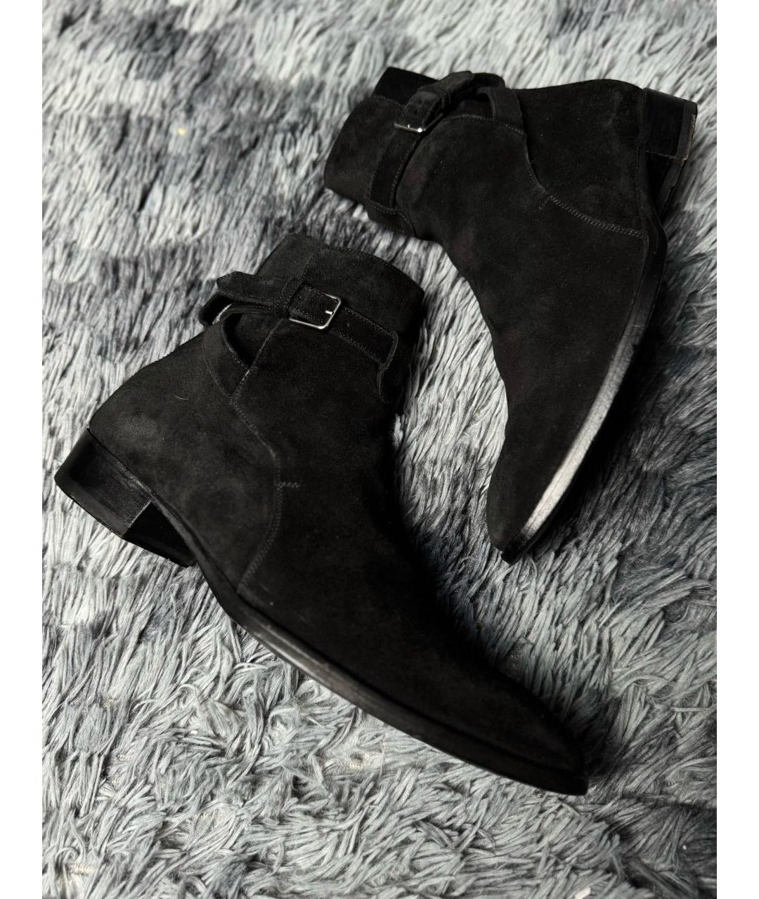 SAINT LAURENT Черные замшевые высокие ботинки, фото 2