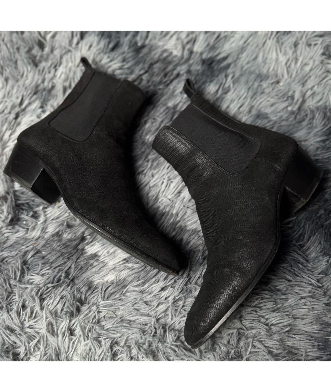 SAINT LAURENT Черные замшевые высокие ботинки, фото 7