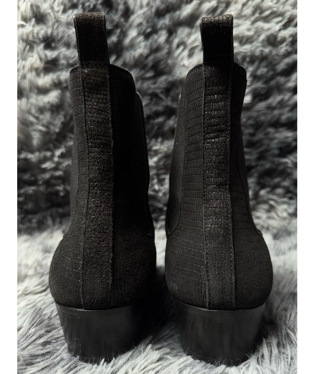 SAINT LAURENT Черные замшевые высокие ботинки, фото 4