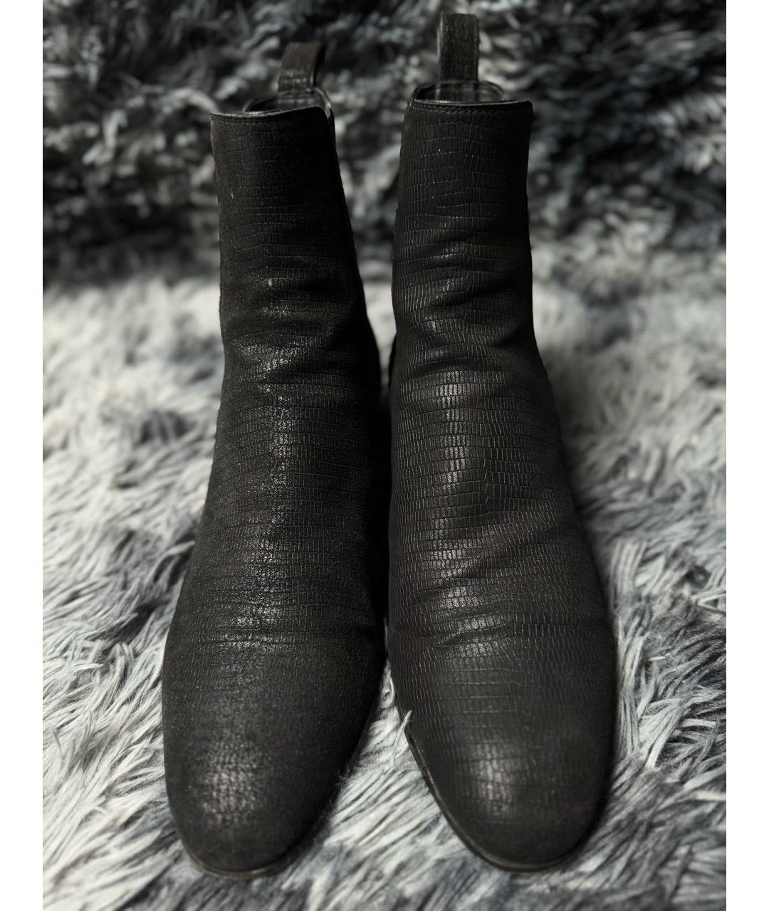 SAINT LAURENT Черные замшевые высокие ботинки, фото 2