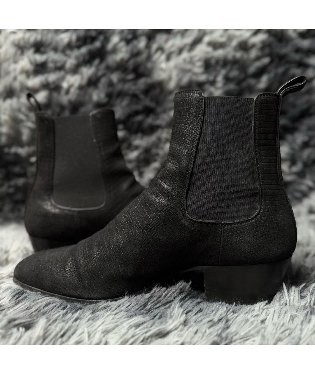 SAINT LAURENT Черные замшевые высокие ботинки, фото 3