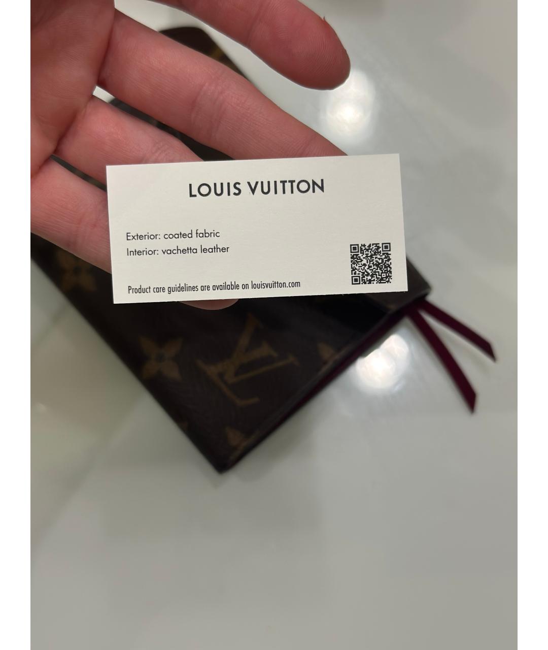 LOUIS VUITTON Коричневый кожаный кошелек, фото 4