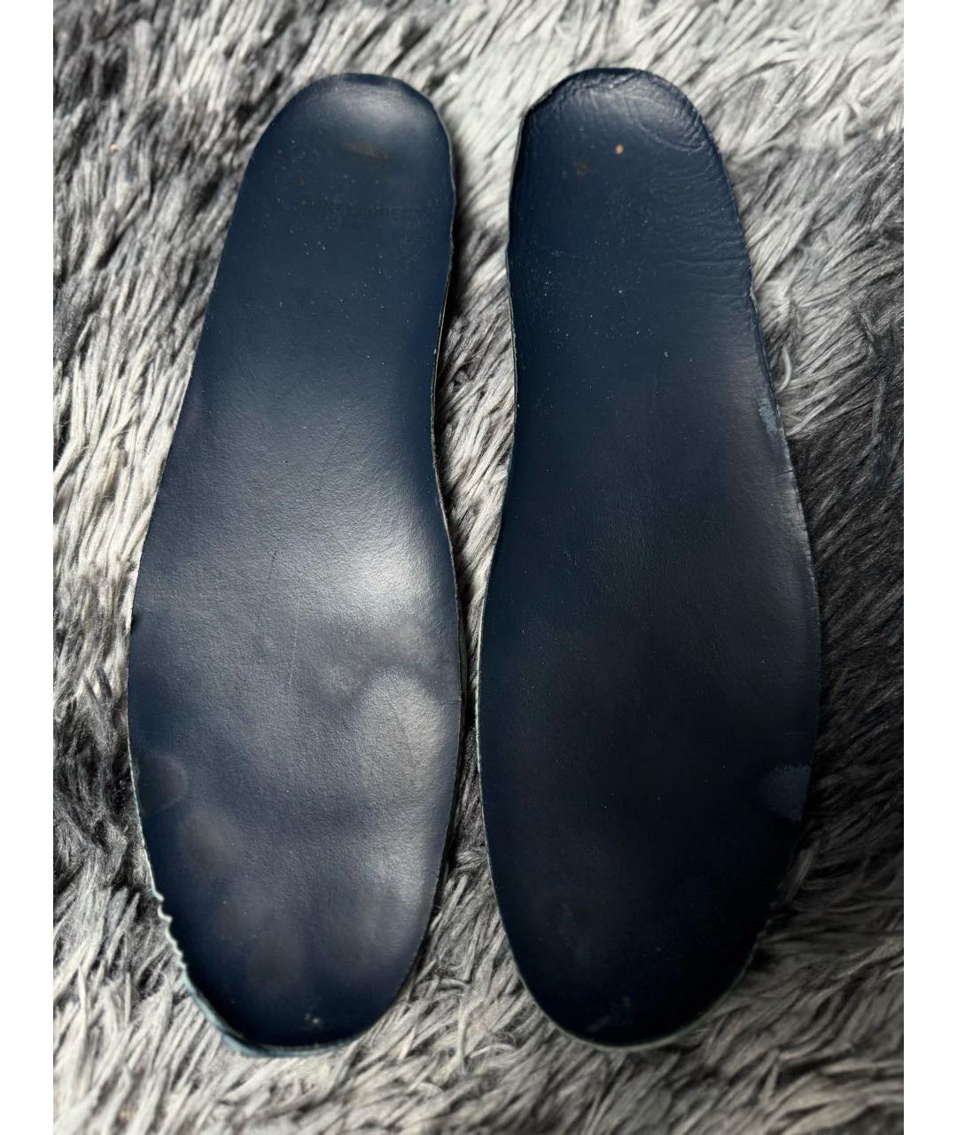 SAINT LAURENT Темно-синие кожаные низкие кроссовки / кеды, фото 7