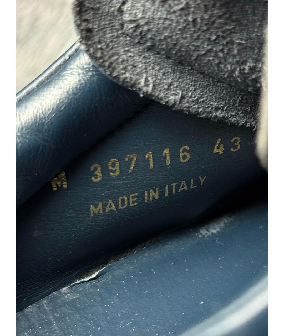 SAINT LAURENT Темно-синие кожаные низкие кроссовки / кеды, фото 6