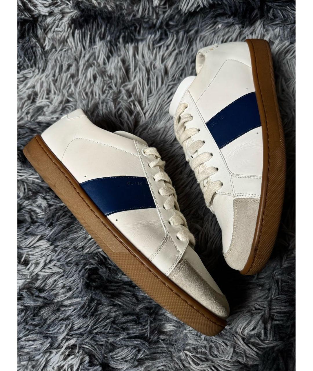 SAINT LAURENT Белые кожаные низкие кроссовки / кеды, фото 8