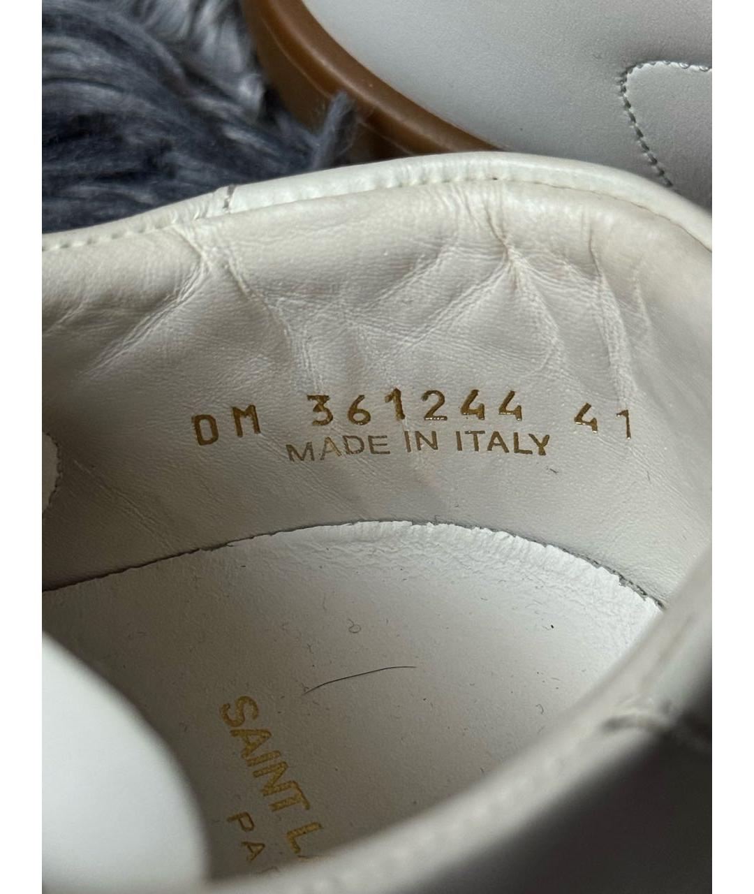 SAINT LAURENT Белые кожаные низкие кроссовки / кеды, фото 5