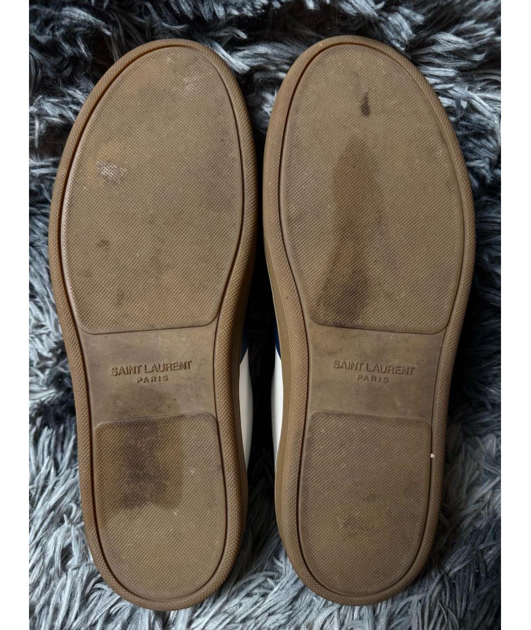 SAINT LAURENT Белые кожаные низкие кроссовки / кеды, фото 7