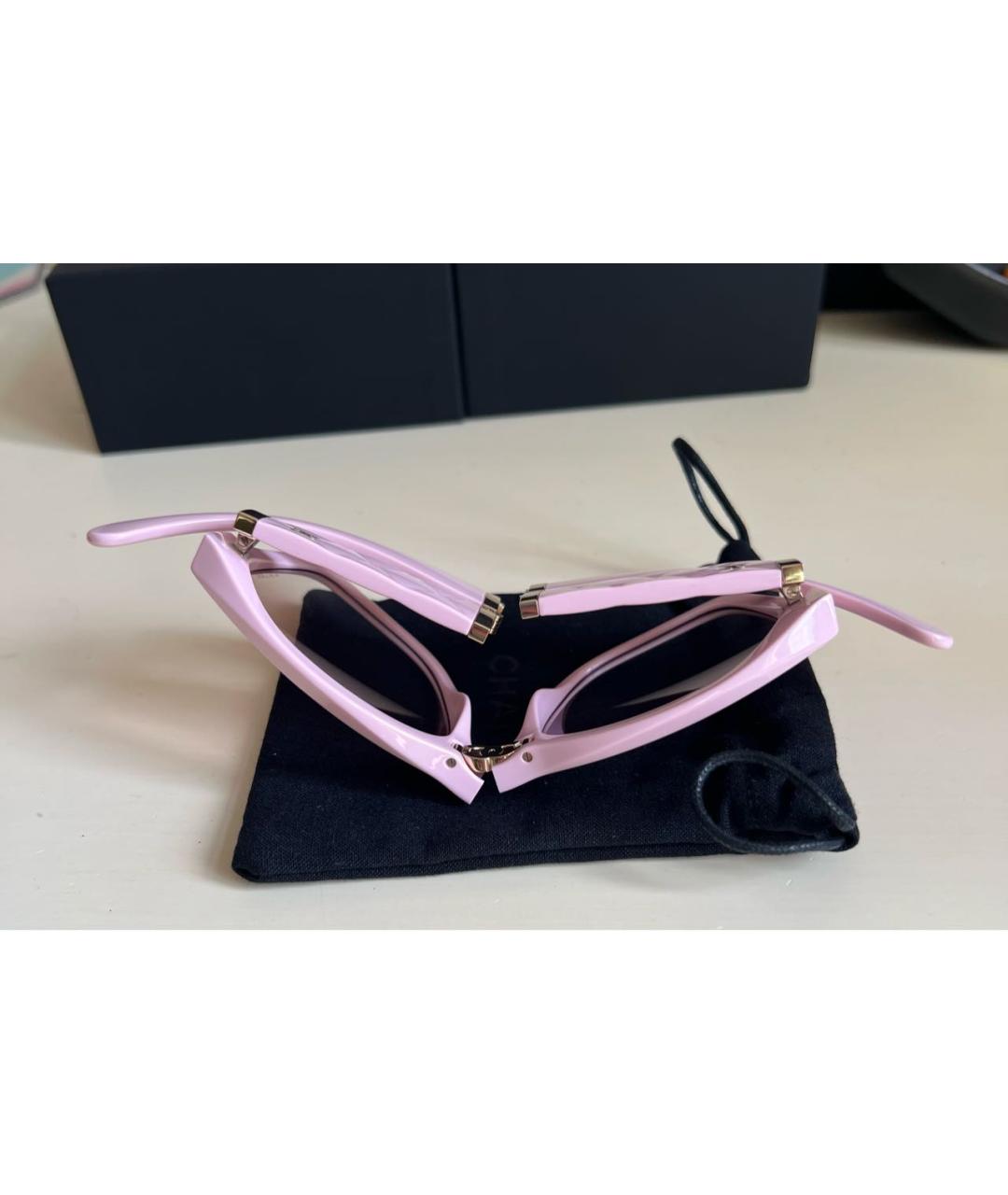 CHANEL Розовые пластиковые солнцезащитные очки, фото 4