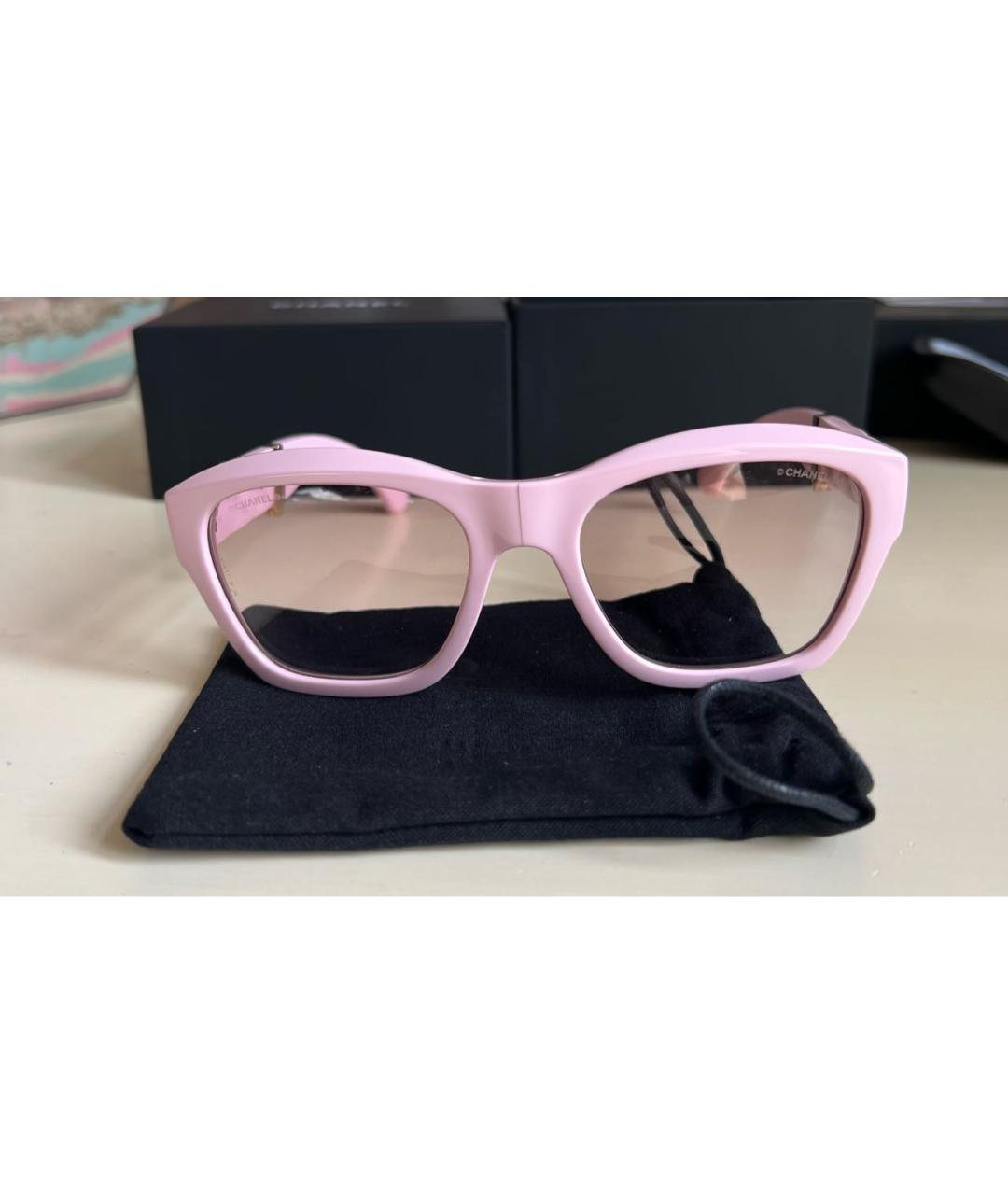 CHANEL Розовые пластиковые солнцезащитные очки, фото 5