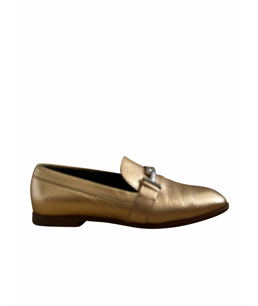 TOD'S Золотые кожаные лоферы, фото 1