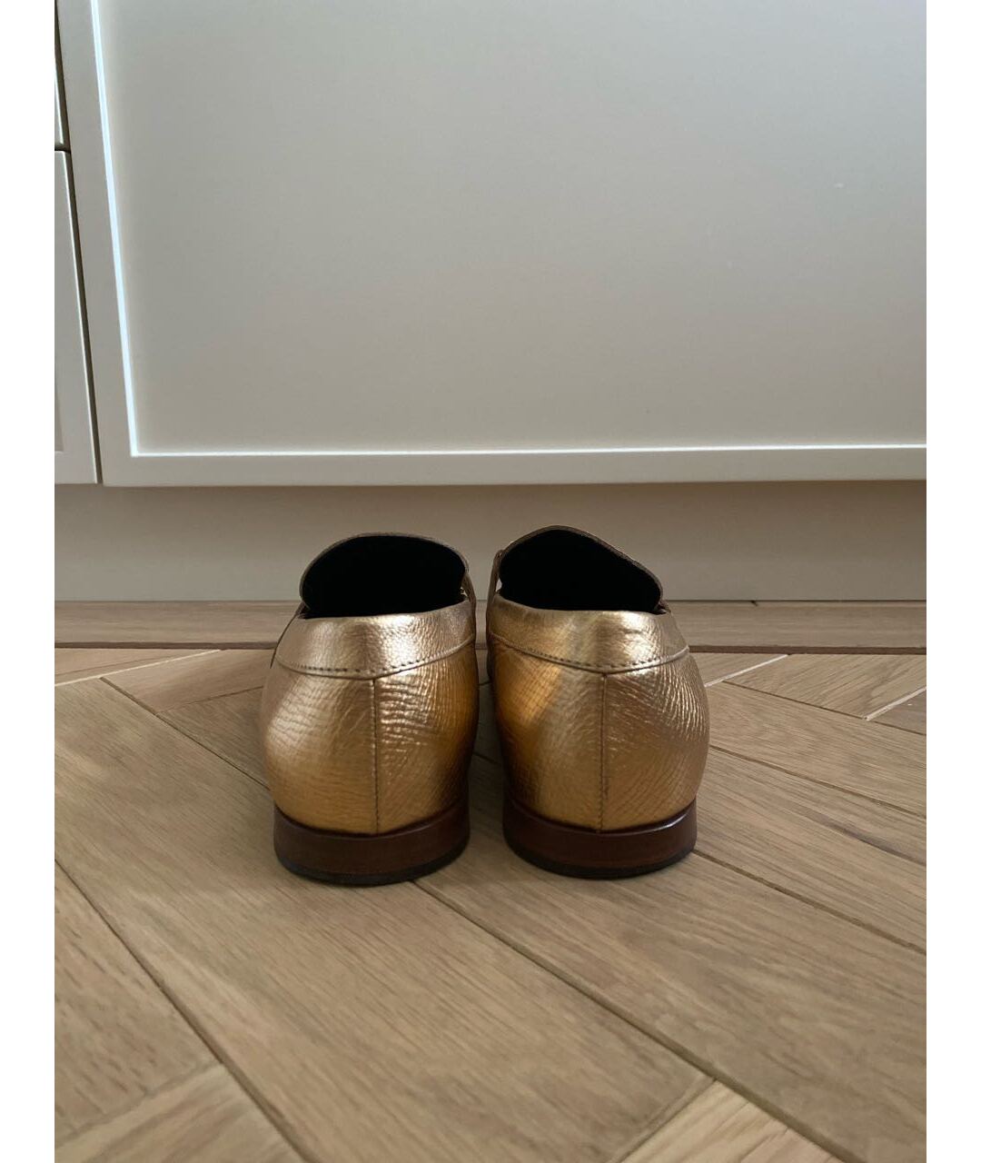 TOD'S Золотые кожаные лоферы, фото 3