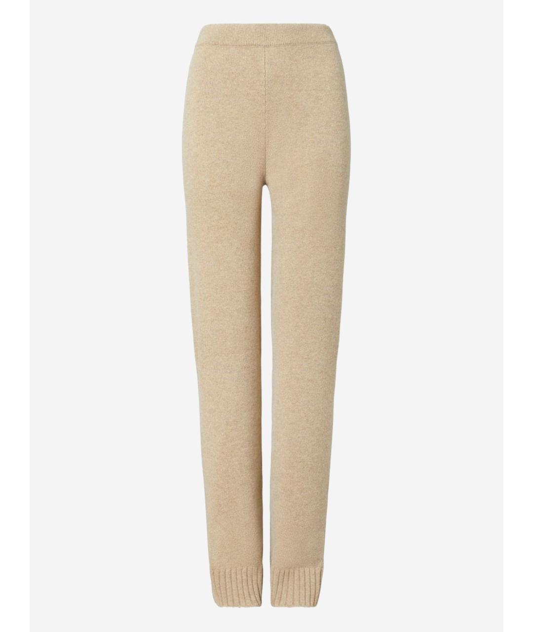 TORY BURCH Бежевые шерстяные прямые брюки, фото 4