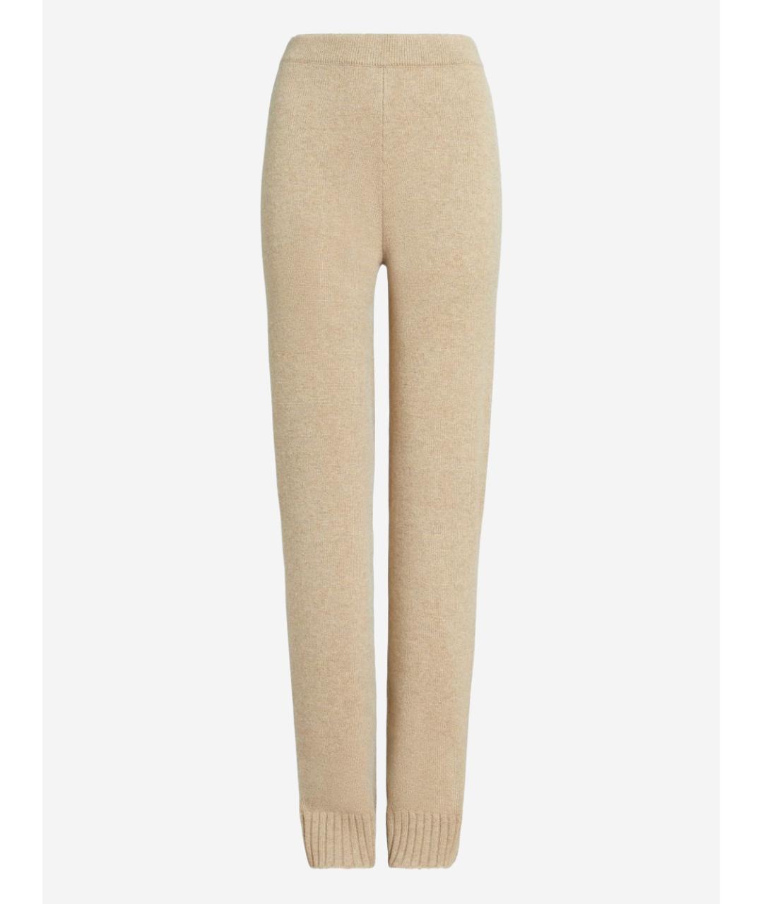 TORY BURCH Бежевые шерстяные прямые брюки, фото 2