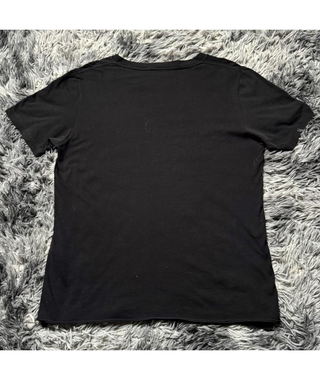 SAINT LAURENT Черная хлопковая футболка, фото 2