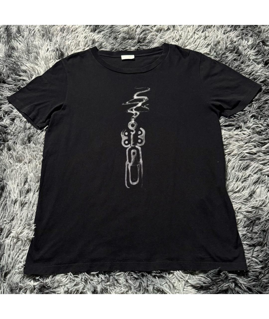 SAINT LAURENT Черная хлопковая футболка, фото 9