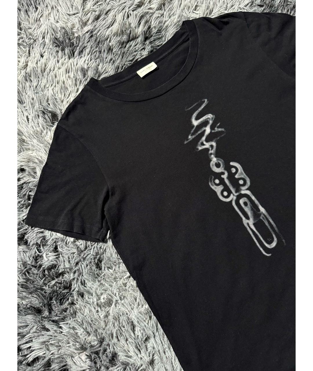 SAINT LAURENT Черная хлопковая футболка, фото 3