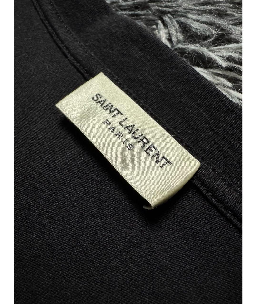 SAINT LAURENT Черная хлопковая футболка, фото 6