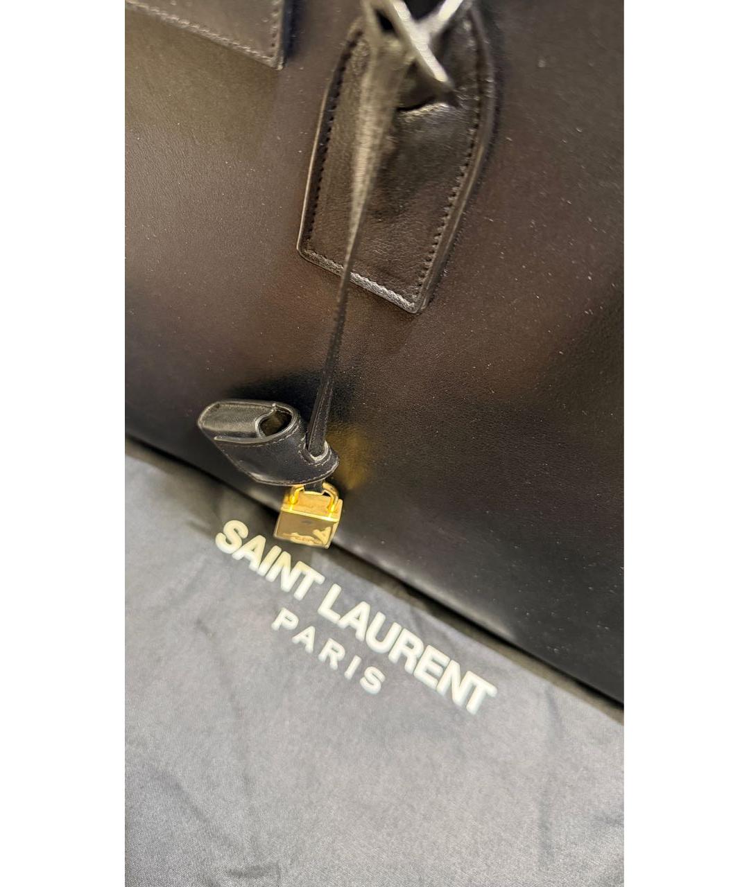 SAINT LAURENT Черная кожаная сумка с короткими ручками, фото 8