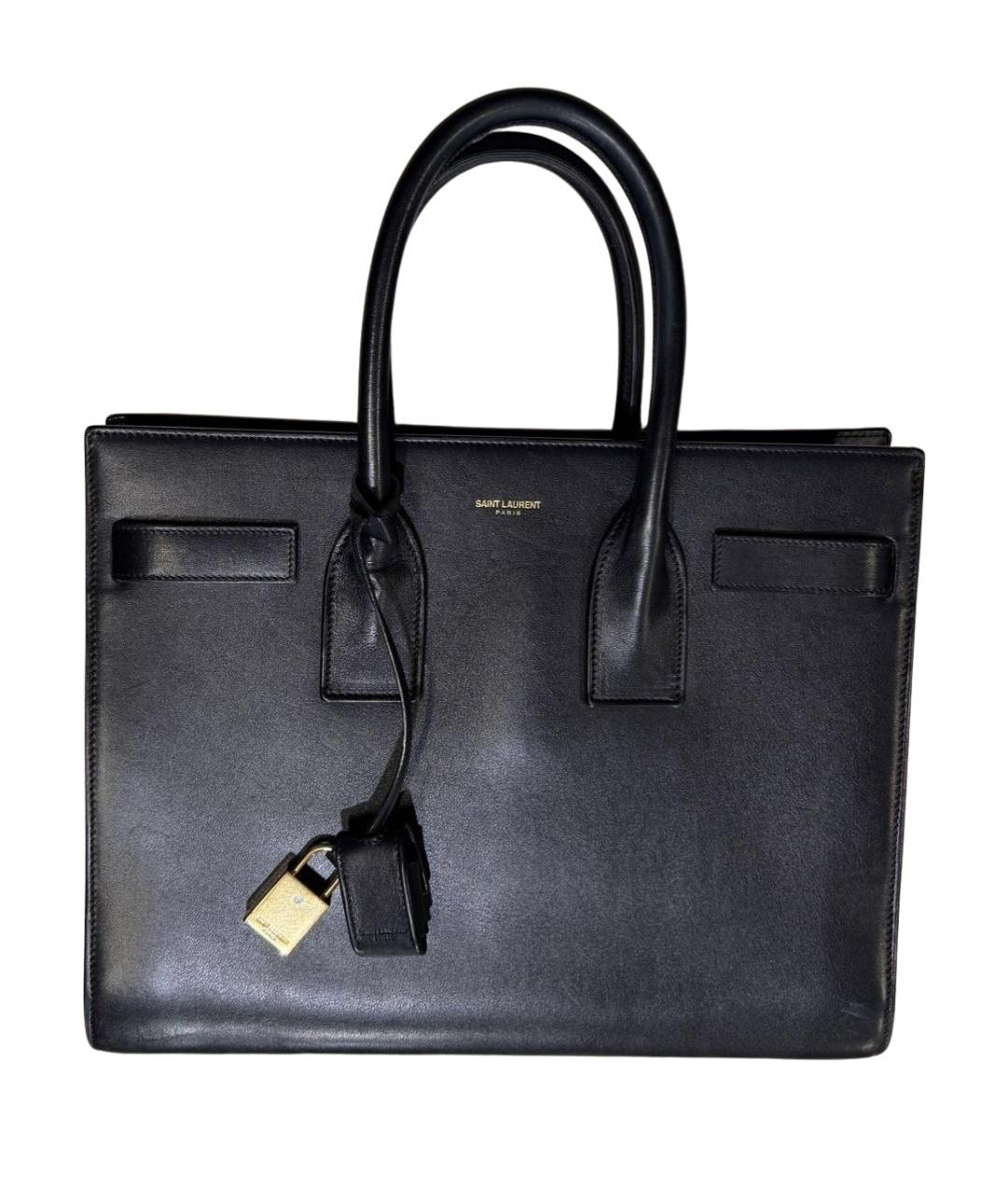 SAINT LAURENT Черная кожаная сумка с короткими ручками, фото 1