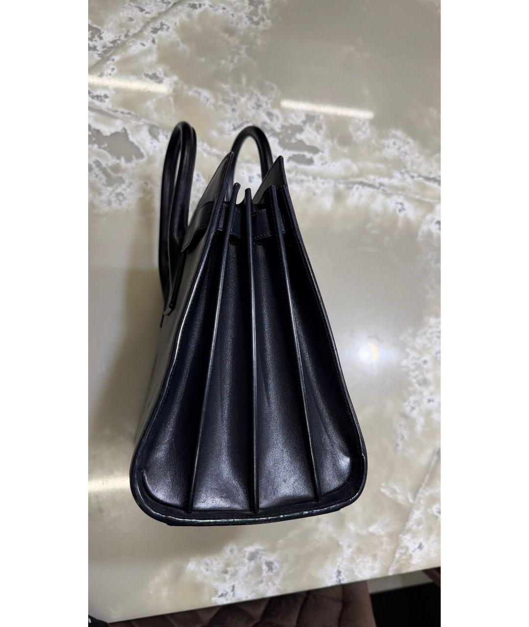 SAINT LAURENT Черная кожаная сумка с короткими ручками, фото 5