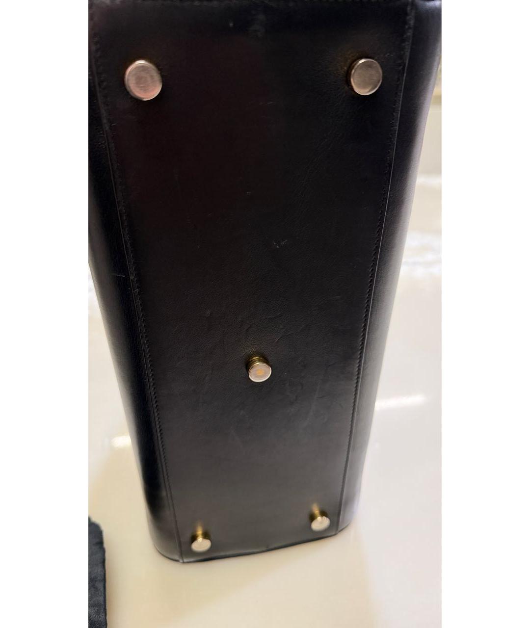 SAINT LAURENT Черная кожаная сумка с короткими ручками, фото 6