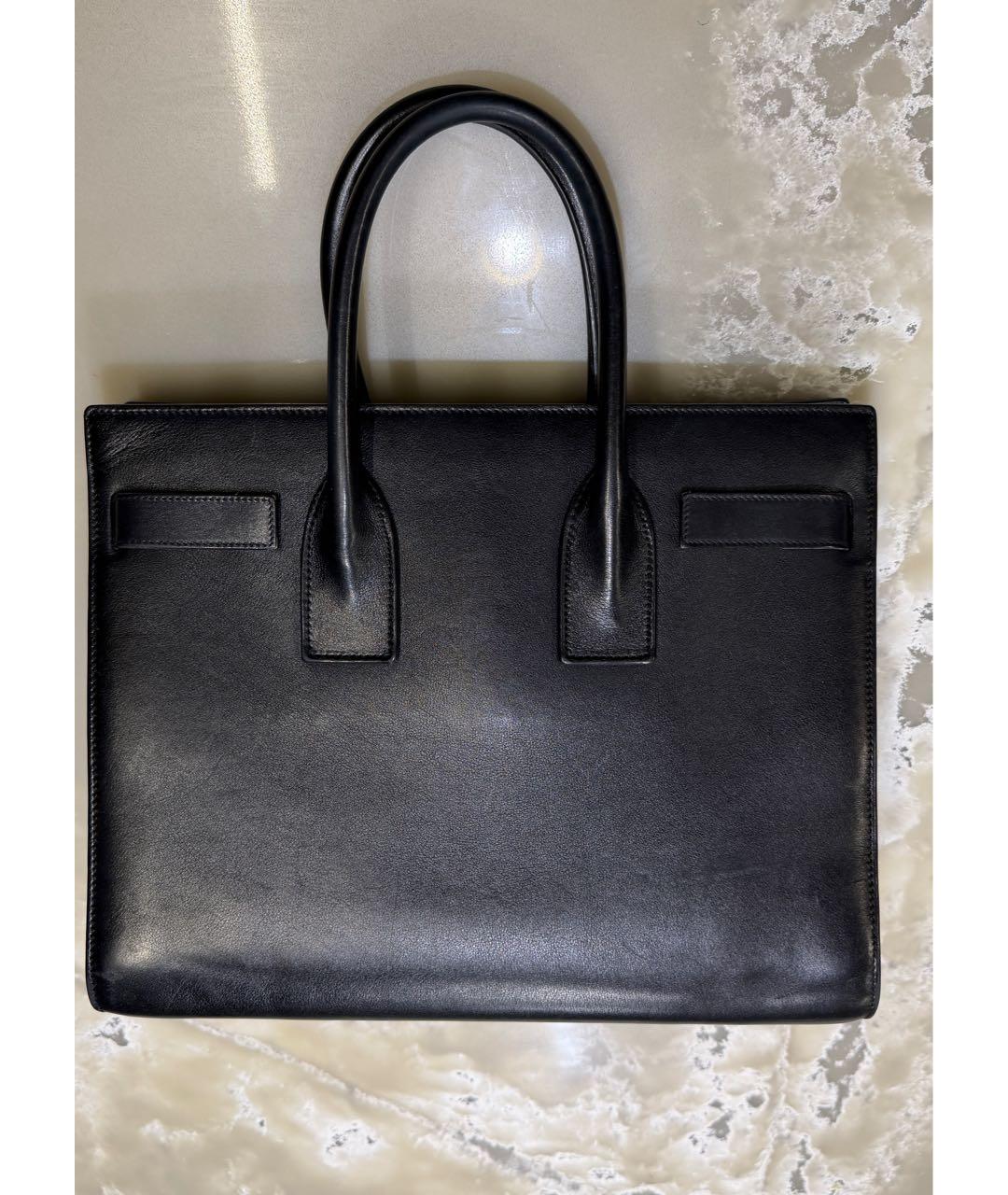 SAINT LAURENT Черная кожаная сумка с короткими ручками, фото 2