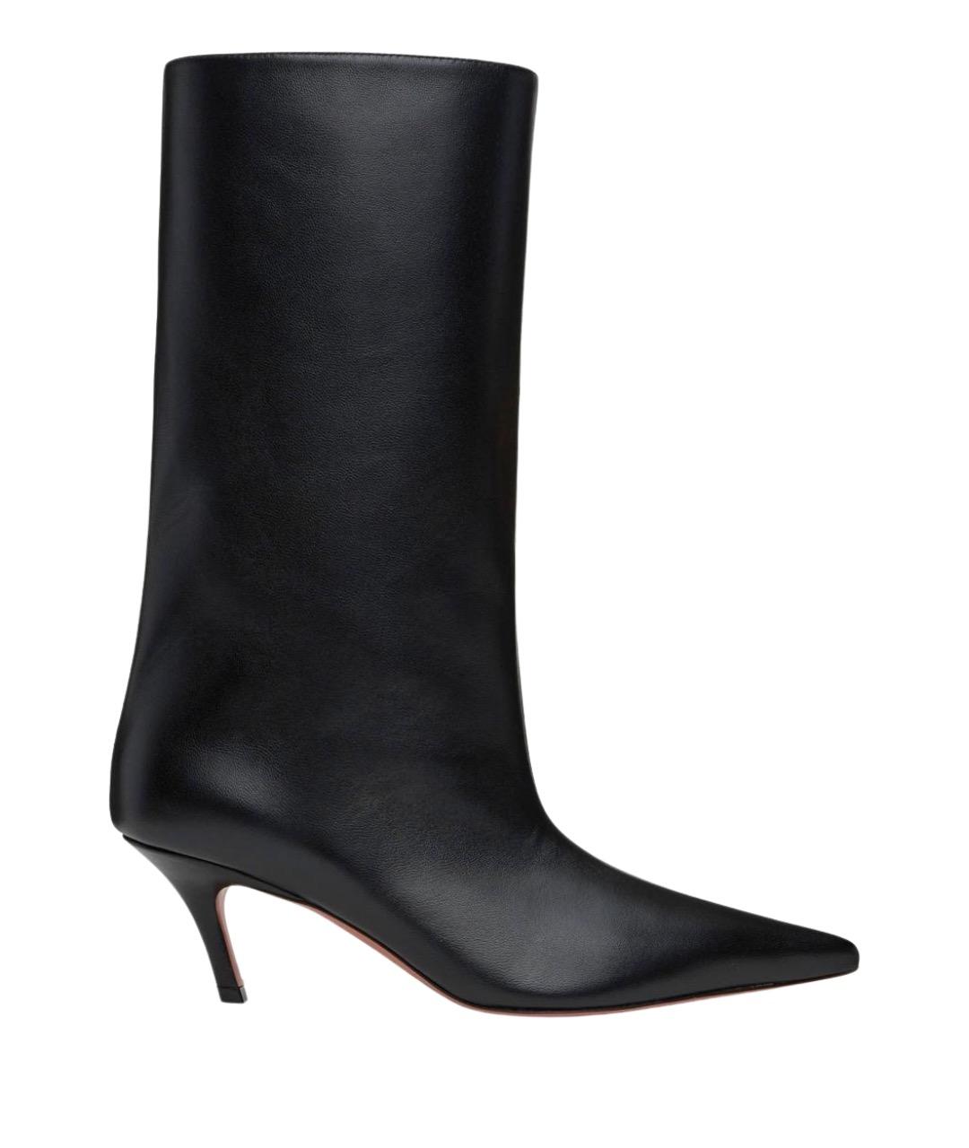 Amina Muaddi Черные кожаные сапоги, фото 1