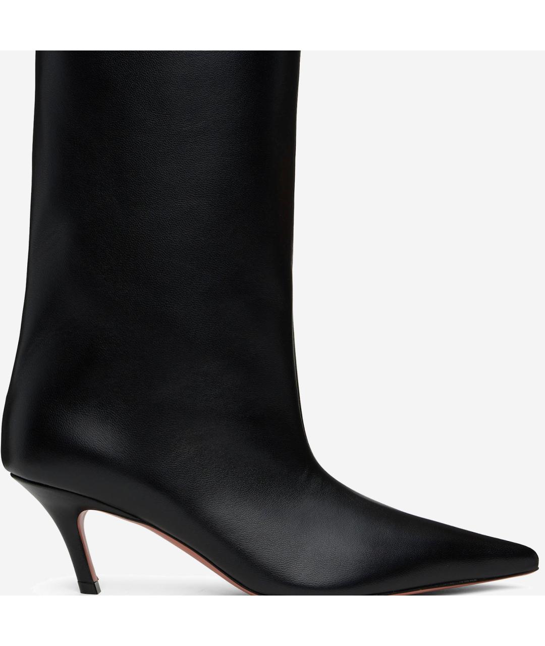 Amina Muaddi Черные кожаные сапоги, фото 4