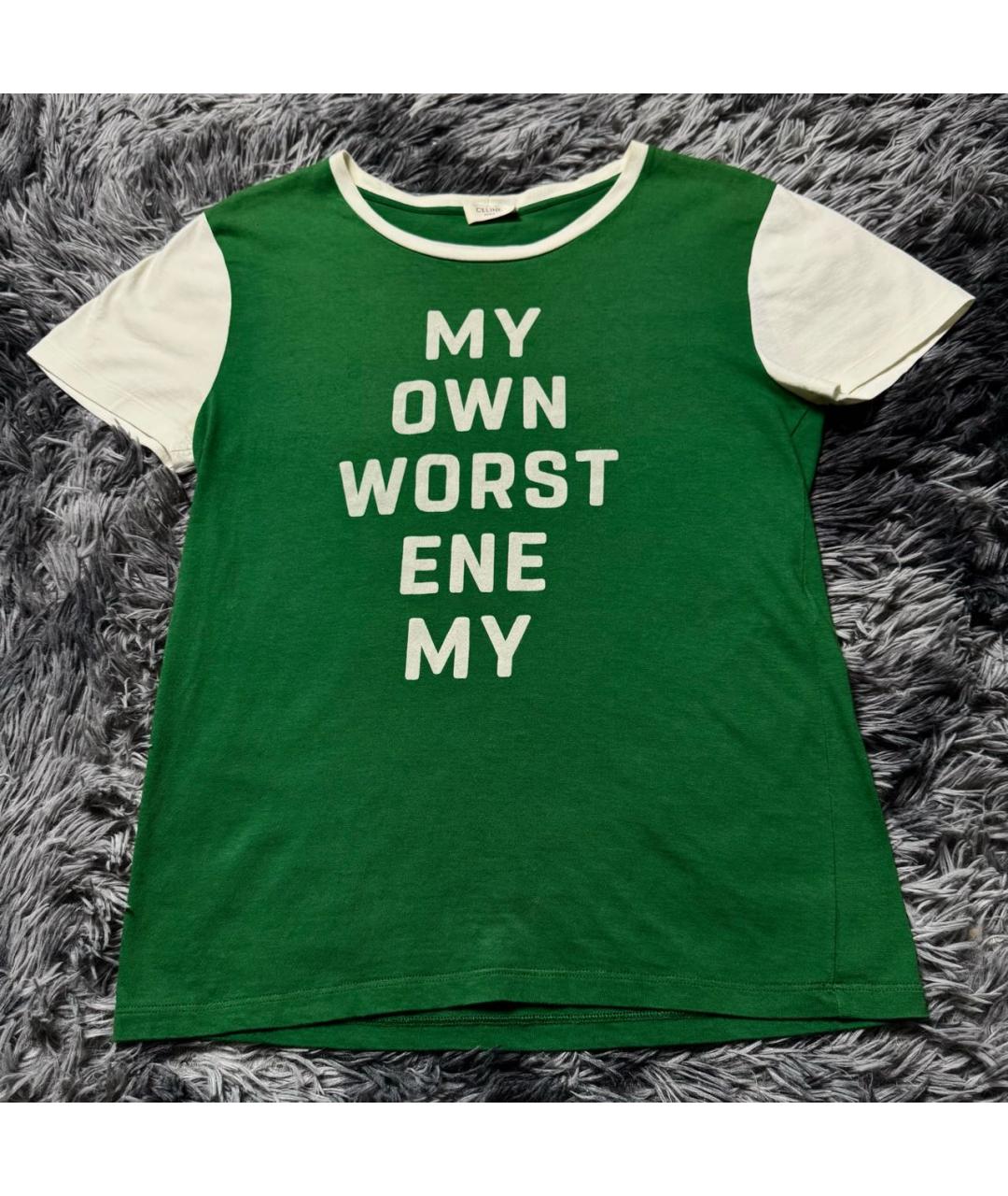 CELINE Белая хлопковая футболка, фото 9