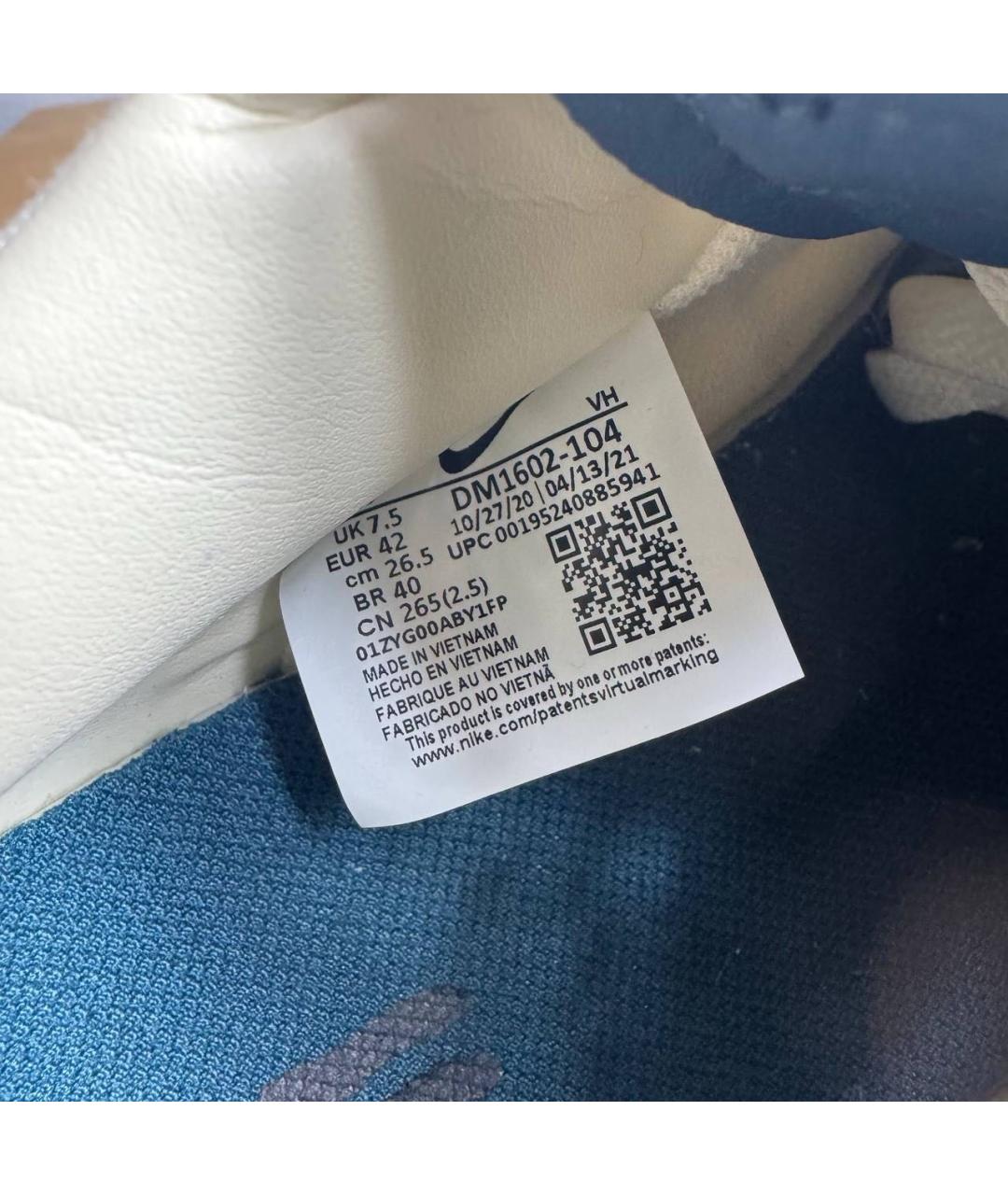 NIKE X OFF-WHITE Голубые низкие кроссовки / кеды, фото 7