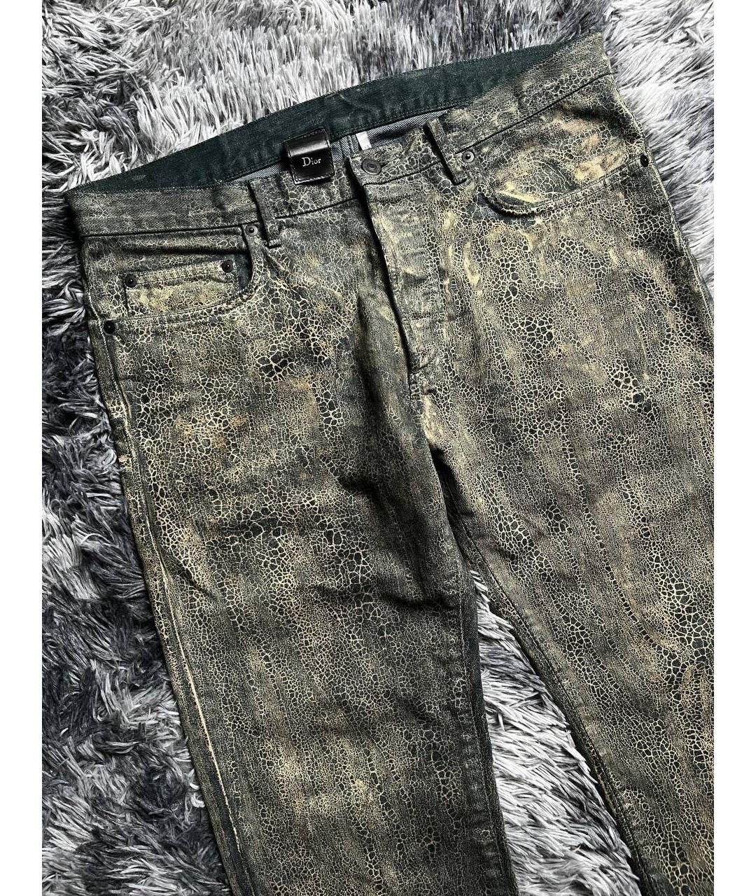 CHRISTIAN DIOR Хаки хлопковые прямые джинсы, фото 4