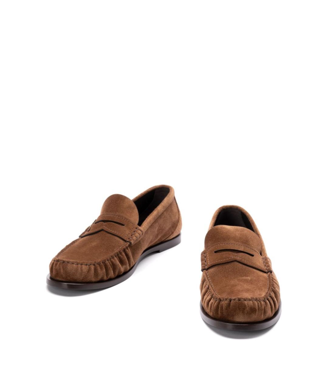 SAINT LAURENT Коричневые замшевые мокасины, фото 3