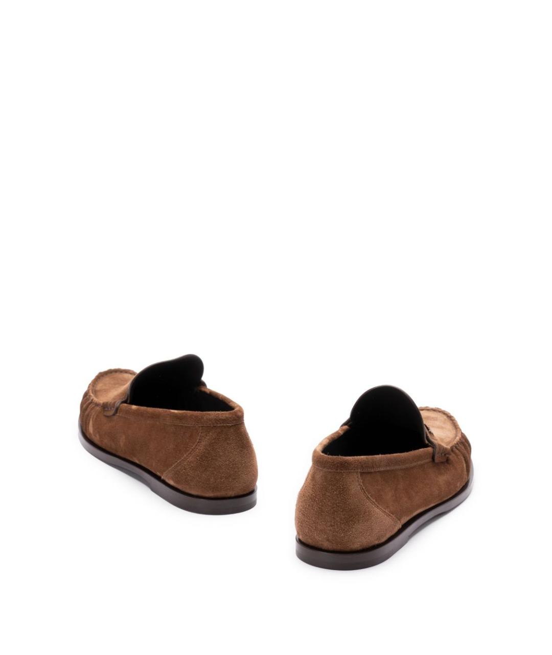 SAINT LAURENT Коричневые замшевые мокасины, фото 2