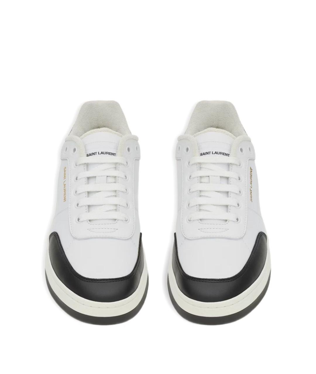 SAINT LAURENT Белые кожаные низкие кроссовки / кеды, фото 2