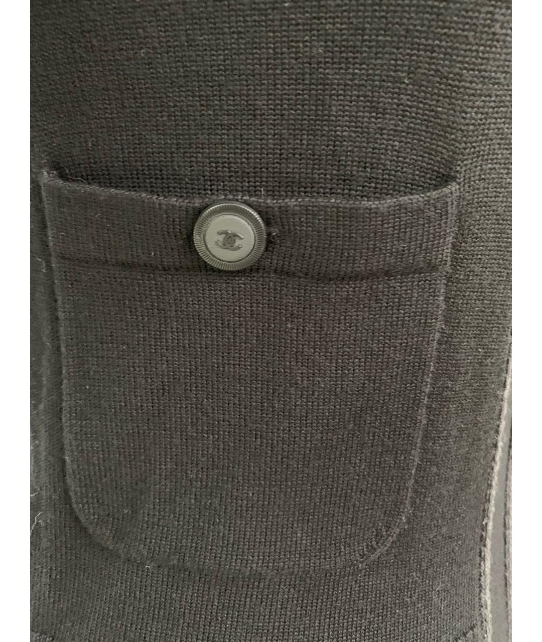 CHANEL Черный шерстяной кардиган, фото 7